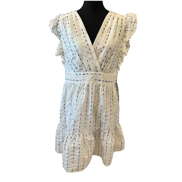 New ~ DONNA MORGAN ~ Ruffled Sleeves Rosalind Mini Dress Size 12 - Picture 2 of 8